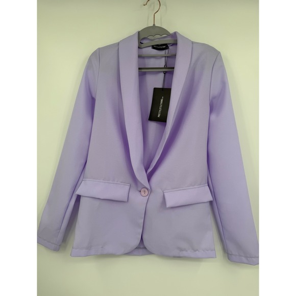 PrettyLittleThing Jackets & Blazers - PrettyLittleThing Lilac Basic Single Breasted Curved Lapel Blazer CMY4165 Size 0